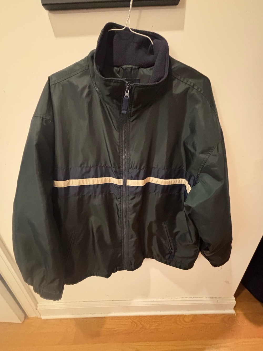 GAP Dark Green Nylon and polyester Jacket with Navy and Gray Stripe, vintage Y2K